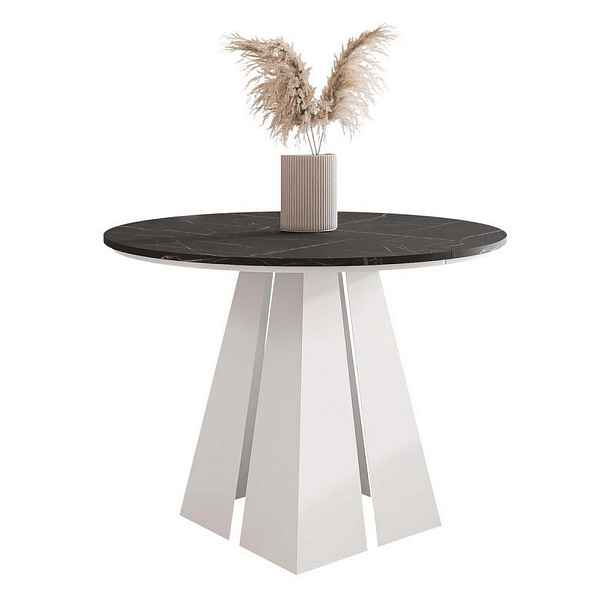 Idohome JÍDELNÍ STŮL FORTE rozkládací 100/76 cm, bílý / Grigia Pietra (kamenně šedý)