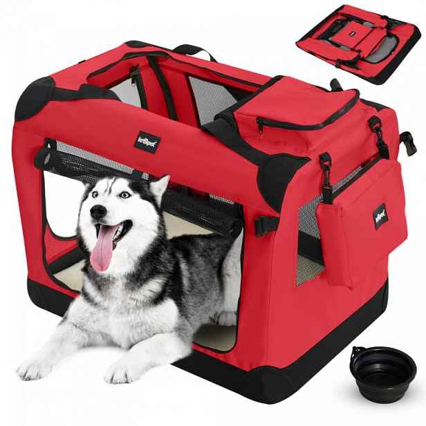 Leopet Přepravní box pro psy XXL, 91 x 63 x 63 cm, červený