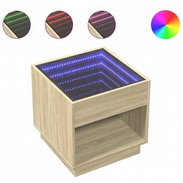 vidaXL Noční stolek s Infinity LED dub sonoma 50 x 50 x 50 cm