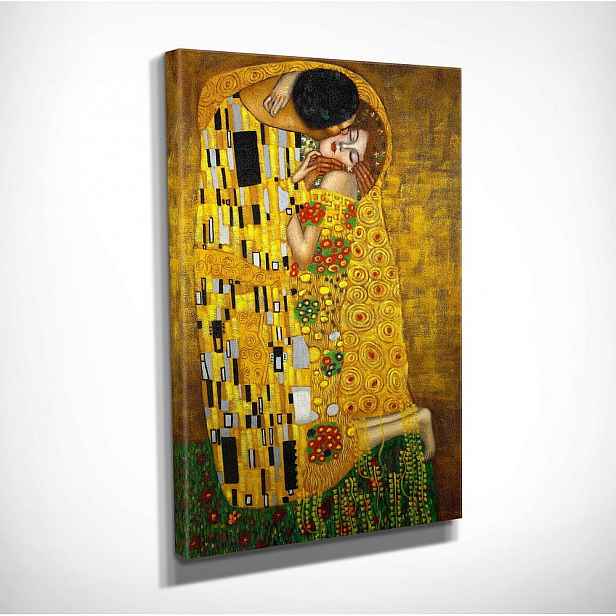 Nástěnná reprodukce na plátně Gustav Klimt The Kiss, 30 x 40 cm