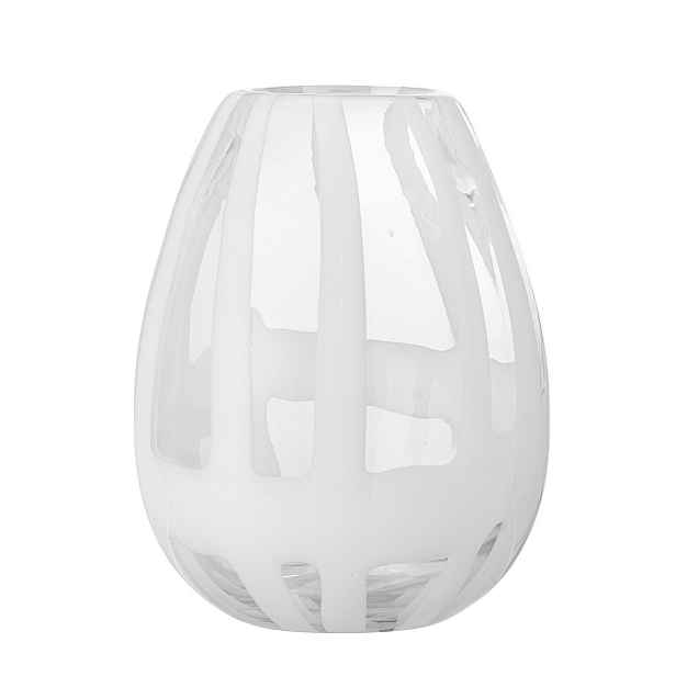Skleněná váza výška 18 cm COSMIN Bloomingville - bílá