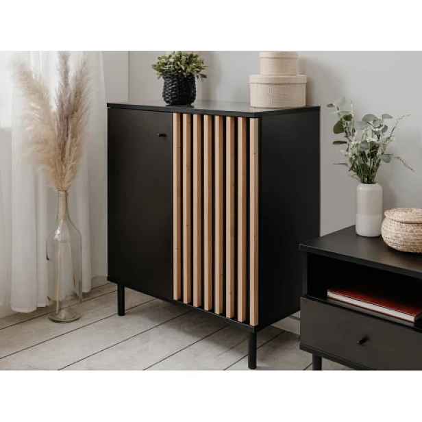 Úložná skříňka Monea 90 cm, černá/dub artisan