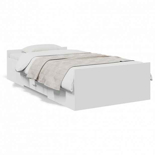 vidaXL Rám postele se zásuvkami bílý 90 x 190 cm kompozitní dřevo