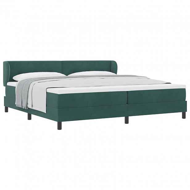 vidaXL Postel s boxspringem s čelo Tmavě zelená 200 x 200 cm samet