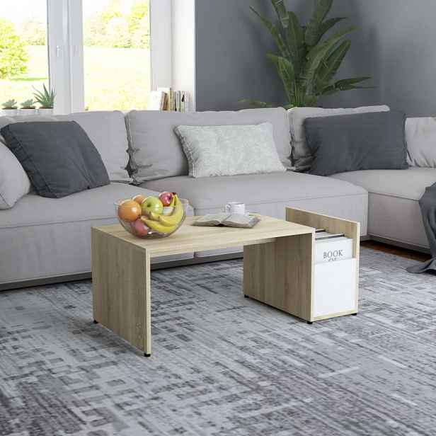 Konferenční stolek 90x45x35 cm Dub sonoma / bílá