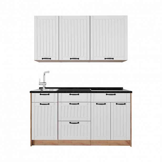 Vicco JEDNOTKOVÁ KUCHYNĚ Fame-Line, Bílý venkovský dům/Zlatý mocný dub, 150 cm, PD Antracit