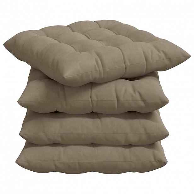 vidaXL Polštáře na sedadla 4 ks Mikrovlákno Taupe 40 x 40 x 6 cm