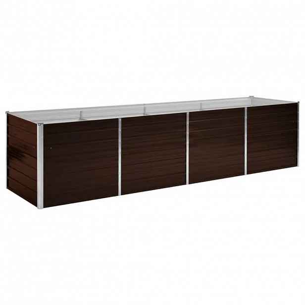 vidaXL Zahradní vyvýšený záhon hnědý 320 x 80 x 77 cm pozinkovaná ocel