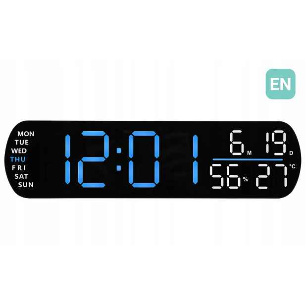 Modrý Budík Led Budík Jvd SB5512.1 Teploměr Vlhkoměr Stopky Časovač
