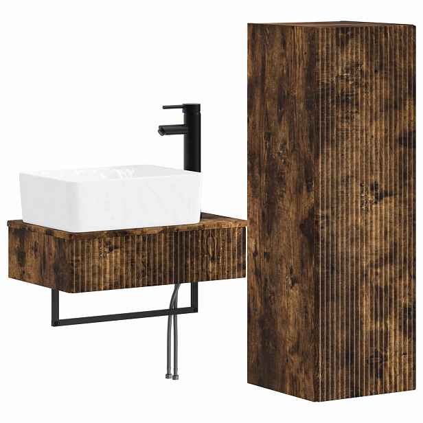 vidaXL Sada koupelnového nábytku 2 ks Kouřový dub 33 x 34,5 x 100 cm