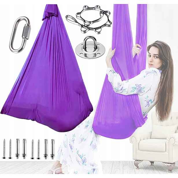 Houpací síť na jógu 280 x 150 cm odolný nylon, pro cvičení a protahování 150 kg