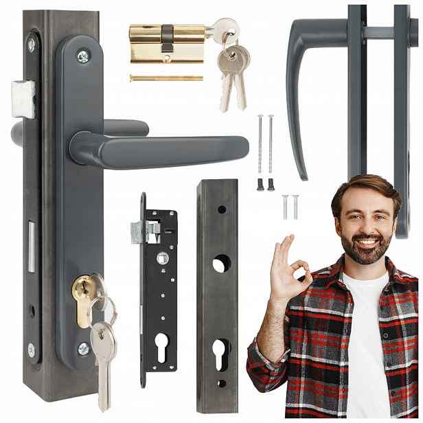 Sada Pro Výplň Dveří Pro Sváření Kazeta 40x40 Klika Vložka Zámek Antracit