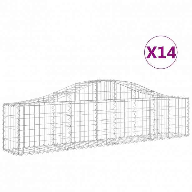 vidaXL Klenuté gabionové koše 14 ks 200x30x40/60 cm pozinkované železo