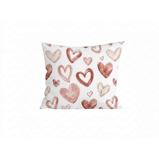 Flanelový povlak na polštář AMORIA HEARTS 45x45 cm, vzorovaný