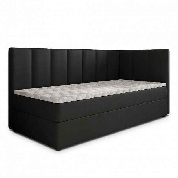 MASSENO AMERICKÁ POSTEL BEVE 100x200 cm, s matrací a úložným prostorem, černá