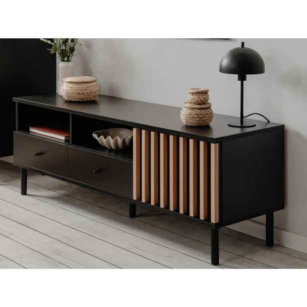 TV skříňka Monea, černý/dub artisan