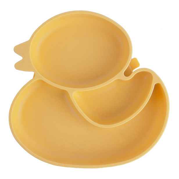 Žlutý silikonový dětský talíř 19x19,5 cm Chicken – Orion