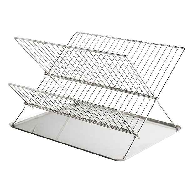 Kovový dvoupatrový odkapávač v leskle stříbrné barvě 41x31 cm Dry-It – Mette Ditmer Denmark