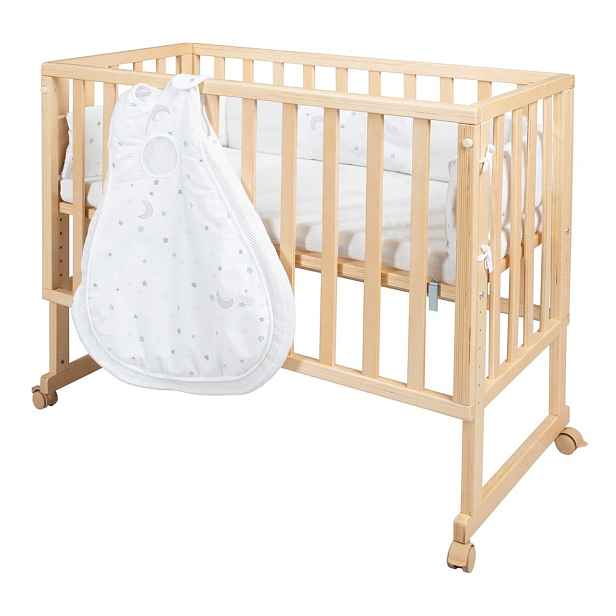 Postýlka na kolečkách 90x45 cm v přírodní barvě Star Magic – Roba