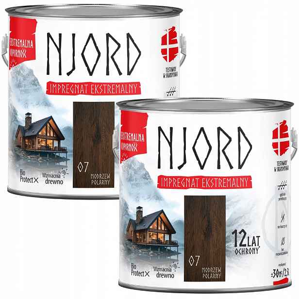 Sada 2 Ks Njord Extrémní Impregnace Na Dřevo Polární Modřín 2,5 L
