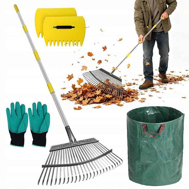 Ergonomické Hrábě Heavy Duty, 25 Kovových Zubů, Nastavitelné