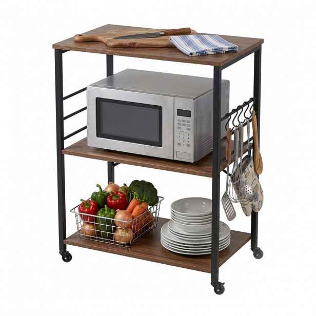 Relaxdays VOZÍK Černý kuchyňský industriální 3-patra 60 cm