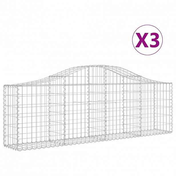 vidaXL Klenuté gabionové koše 3 ks 200x30x60/80 cm pozinkované železo