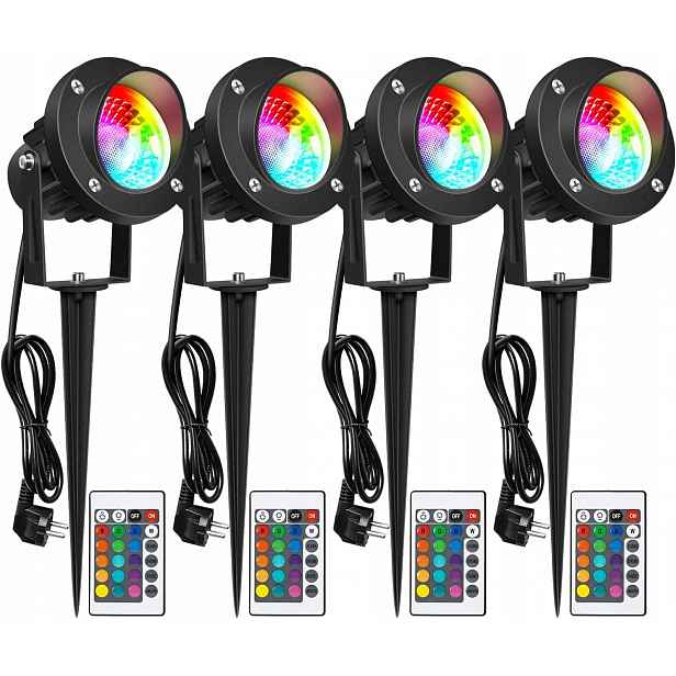 Zahradní Led Lampa Rgb 20 W Zapichovací Ledmo 2000 LM Reflektor Dálkový Ovladač
