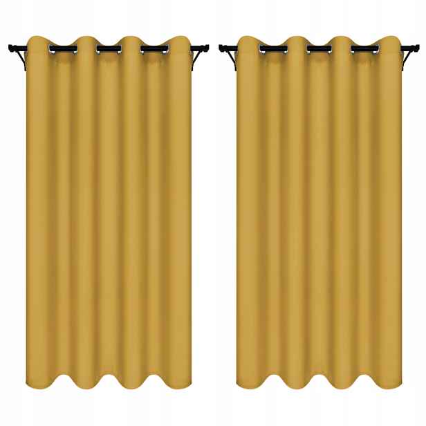 Závěs Oka 140x260 Žluté Záclony 2 Kusy Oka Žluté