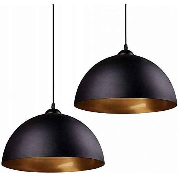 Závěsná lampa Vintage 2x E27 Ø30 cm Černá Vintage Zlatá Loft 2 kusy