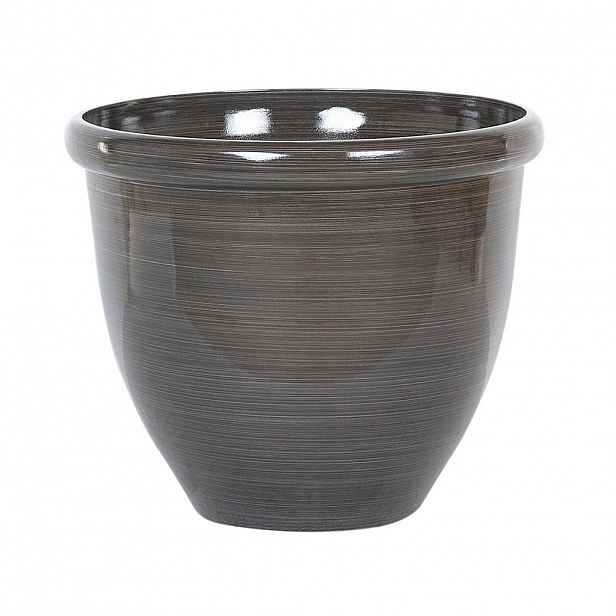 Beliani KVĚTINÁČ tmavě hnědý kulatý 49/49/41 cm Tesalia