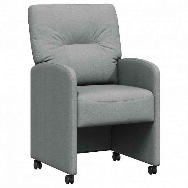 vidaXL Jídelní židle na kolečkách 2 ks textil Světle šedá