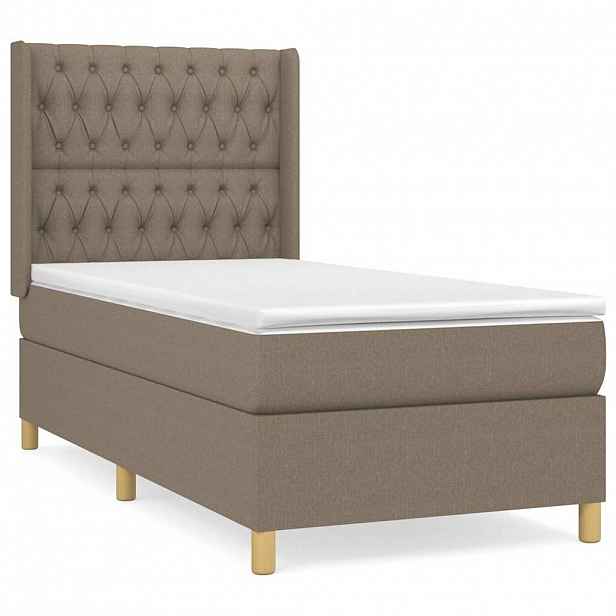 vidaXL Box spring postel s matrací taupe 90x190 cm textil