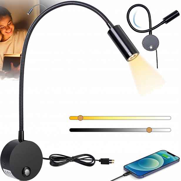 Led Nástěnná Lampa 3000-6000K S Dotykovým Ovládáním Do Ložnice, Pracovny