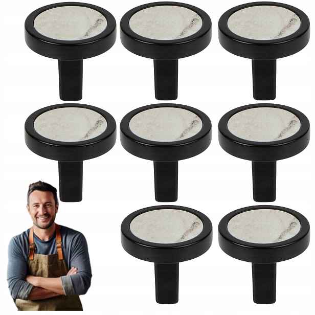 Nábytková Úchytka Knoflík Stone Černý Mat, Šedý Kámen 8ks