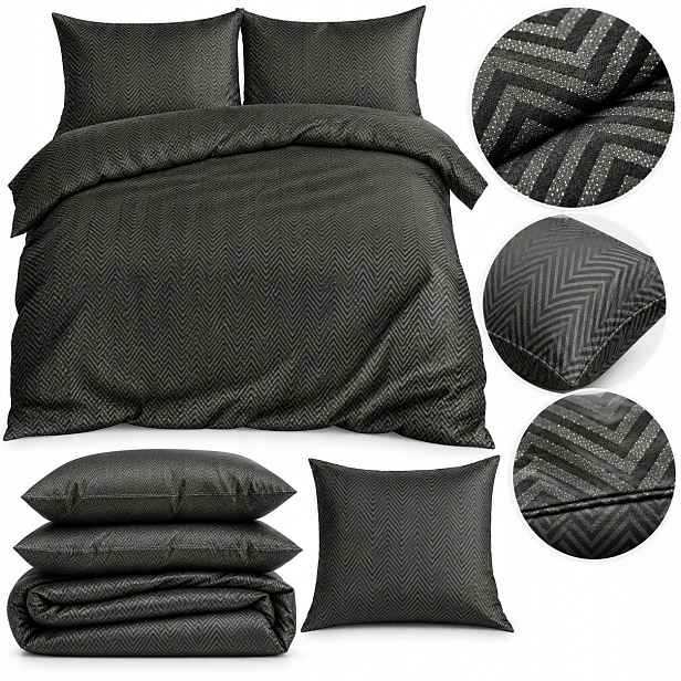 Povlečení bavlněné tencel 220x200, 3-dílný set s lesklým vzorem