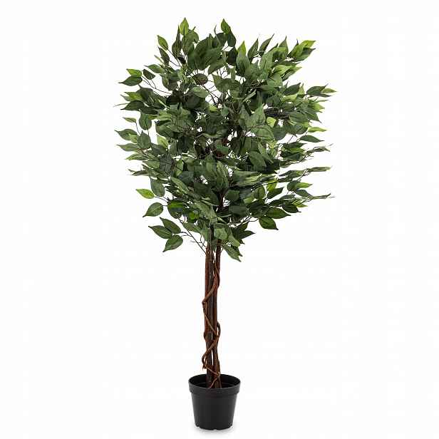 Rostlina Fikus umělý keř umělý stromek 125 cm zelený v květináči