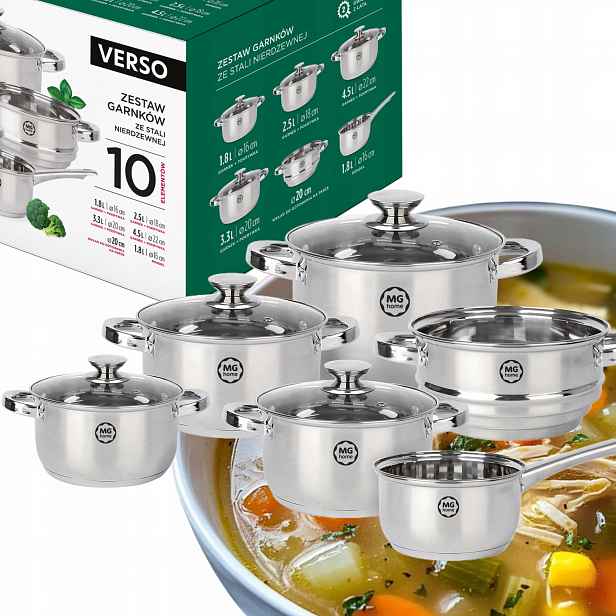 Sada 5 Hrnců Mg Home Verso Ocelová Sada 10 Dílů Inox Indukce
