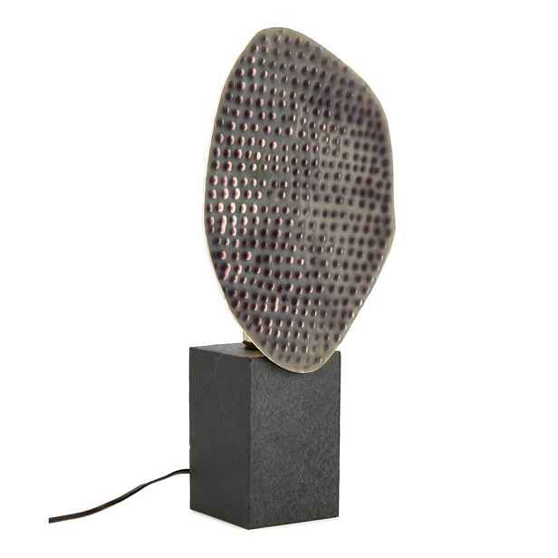 Antracitová kovová stolní lampa s kovovým stínidlem (výška 46 cm) Neev – Bizzotto