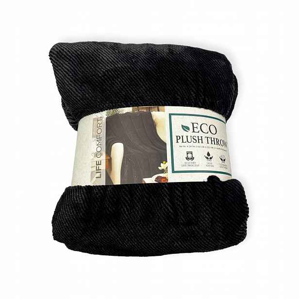 Měkká teplá černá deka Eco Plush Throw