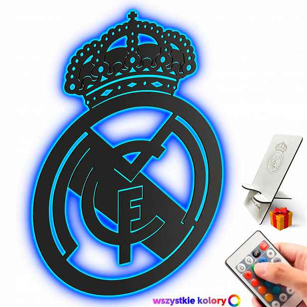 Real Madrid Dřevěný 3D obraz na zeď Fotbalový Dárek Noční Lampa Led
