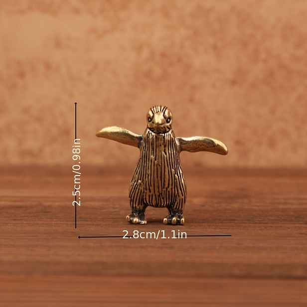 TEMU Sběratelské figurky, vintage mosazné figurky inspirované anime - dva tučňáci, ideální pro dekoraci obývacího pokoje a ložnice, není potřeba