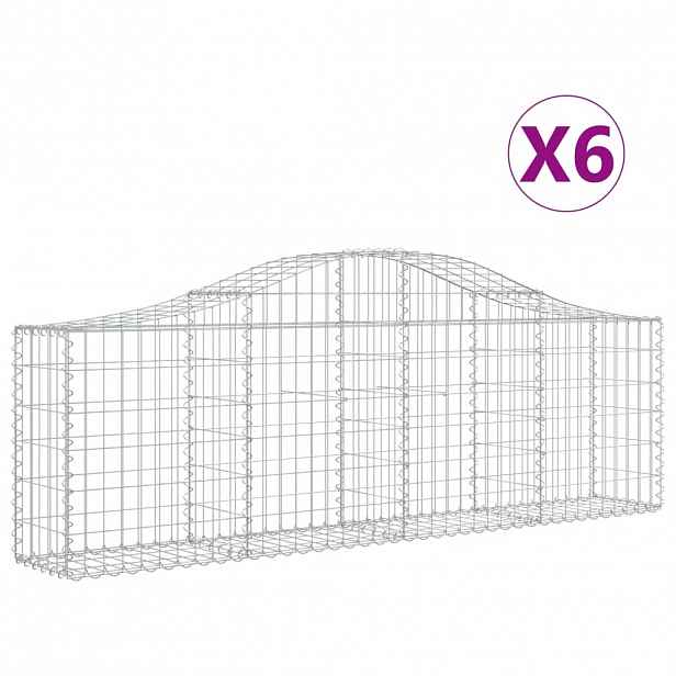 vidaXL Klenuté gabionové koše 6 ks 200x30x60/80 cm pozinkované železo