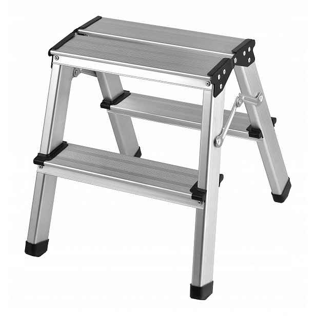 Aluminiová Žebřík skládací dvoustupňová oboustranná stupnice 40 cm 150 kg