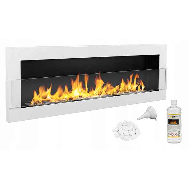 Biokrb závěsný na zeď 1200x400 bílý lesk S Sklem 12x40 cm Bílý