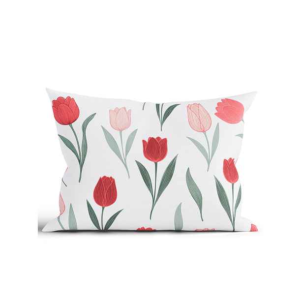 MKLuzkoviny.cz Bavlněný povlak na polštář Renforcé 40 x 60 cm - Květy tulipánů červené