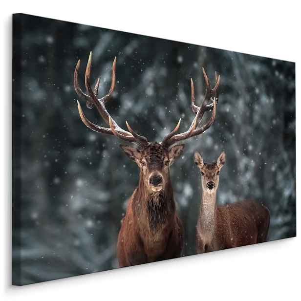 MyBestHome BOX Plátno Jelení rodinka V Zimě Varianta: 90x60