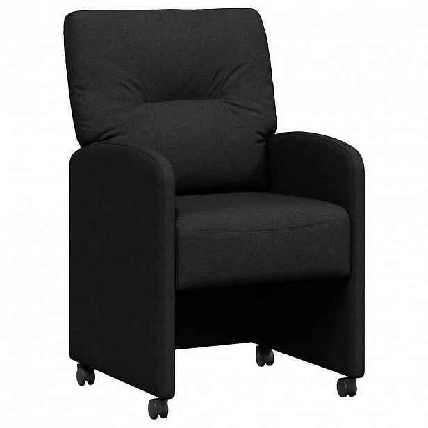 vidaXL Jídelní židle na kolečkách 2 ks textil Černá 57 x 67 x 95 cm