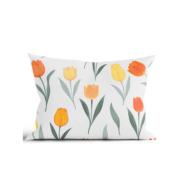 MKLuzkoviny.cz Bavlněný povlak na polštář Renforcé 40 x 60 cm - Květy tulipánů oranžové