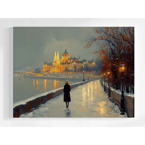 Plakát Budapešť Zima Parlament Lucerny Dunaj 100x75